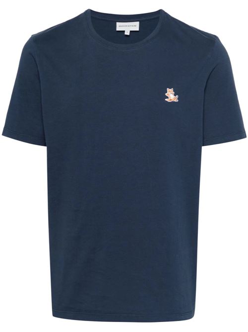 Navy blue cotton jersey t-shirt Maison Kitsuné | LM00110KJ0008P476